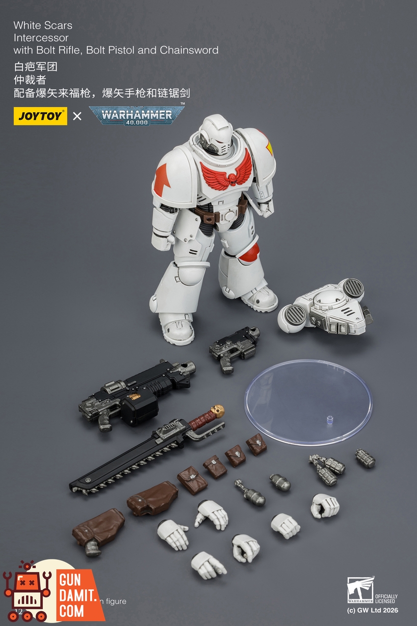JoyToy JT03882 1/18 Warhammer 40K White Scars Intercessor with Bolt Rifle, Bolt Pistol and Chainsword - View 10 JoyToy JT03882 1/18 Warhammer 40K White Scars Intercessor with Bolt Rifle, Bolt Pistol and Chainsword - View 10