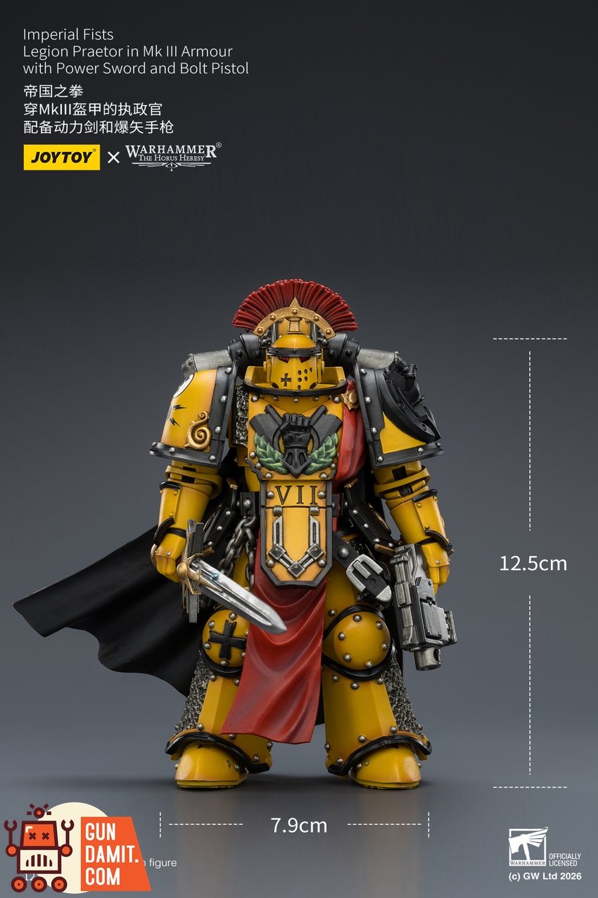 JoyToy JT04216 1/18 Warhammer The Horus Heresy Imperial Fists Legion Praetor in Mk III Armour with Power Sword and Bolt Pistol - View 11 JoyToy JT04216 1/18 Warhammer The Horus Heresy Imperial Fists Legion Praetor in Mk III Armour with Power Sword and Bolt Pistol - View 11
