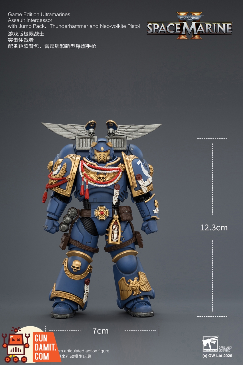 JoyToy JT04421 1/18 Warhammer 40K Game Edition Ultramarines Assault Intercessor with Jump Pack, Thunderhammer and Neo-volkite Pistol - View 10 JoyToy JT04421 1/18 Warhammer 40K Game Edition Ultramarines Assault Intercessor with Jump Pack, Thunderhammer and Neo-volkite Pistol - View 10