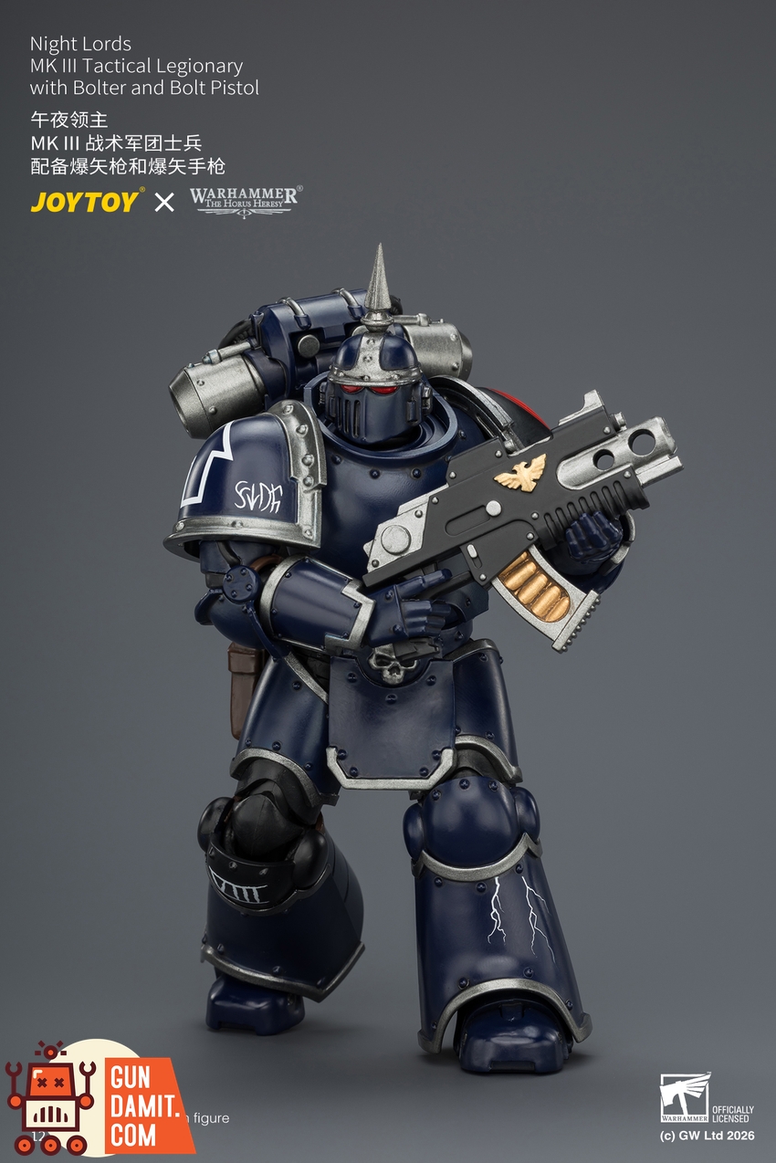 JoyToy JT04360 1/18 Warhammer The Horus Heresy Night Lords MK III Tactical Legionary with Bolter and Bolt Pistol - View 7 JoyToy JT04360 1/18 Warhammer The Horus Heresy Night Lords MK III Tactical Legionary with Bolter and Bolt Pistol - View 7