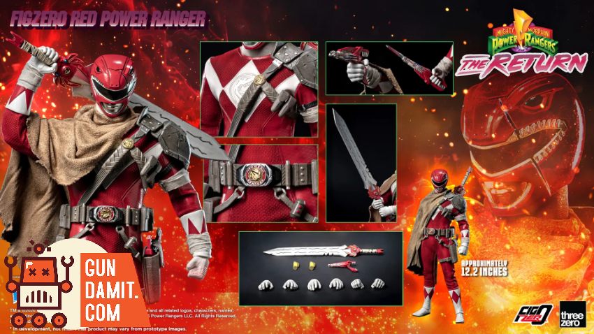 Threezero 3Z1020 Mighty Morphin Power Rangers: The Return FigZero 1/6 Red Power Ranger - View 17 Threezero 3Z1020 Mighty Morphin Power Rangers: The Return FigZero 1/6 Red Power Ranger - View 17