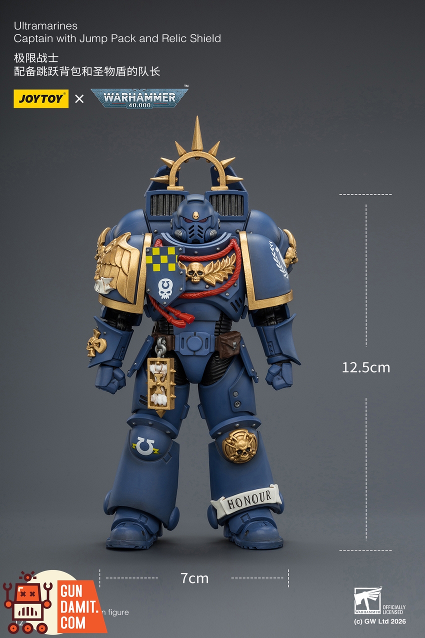 JoyToy JT04414 1/18 Warhammer 40K Ultramarines Captain with Jump Pack and Relic Shield - View 10 JoyToy JT04414 1/18 Warhammer 40K Ultramarines Captain with Jump Pack and Relic Shield - View 10