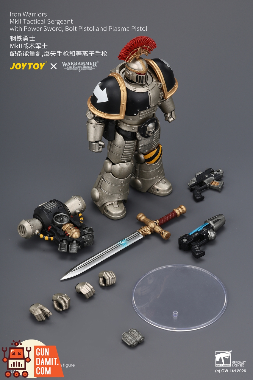 JoyToy JT04445 1/18 Warhammer The Horus Heresy Iron Warriors Mkll Tactical Sergeant with Power Sword, Bolt Pistol and Plasma Pistol - View 9 JoyToy JT04445 1/18 Warhammer The Horus Heresy Iron Warriors Mkll Tactical Sergeant with Power Sword, Bolt Pistol and Plasma Pistol - View 9