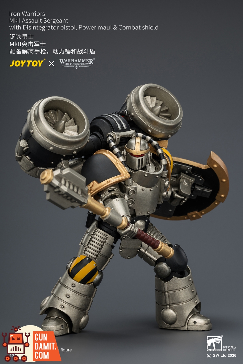JoyToy JT04483 1/18 Warhammer The Horus Heresy Iron Warriors MkII Assault Sergeant with Disintegrator pistol, Power maul & Combat shield - View 5 JoyToy JT04483 1/18 Warhammer The Horus Heresy Iron Warriors MkII Assault Sergeant with Disintegrator pistol, Power maul & Combat shield - View 5