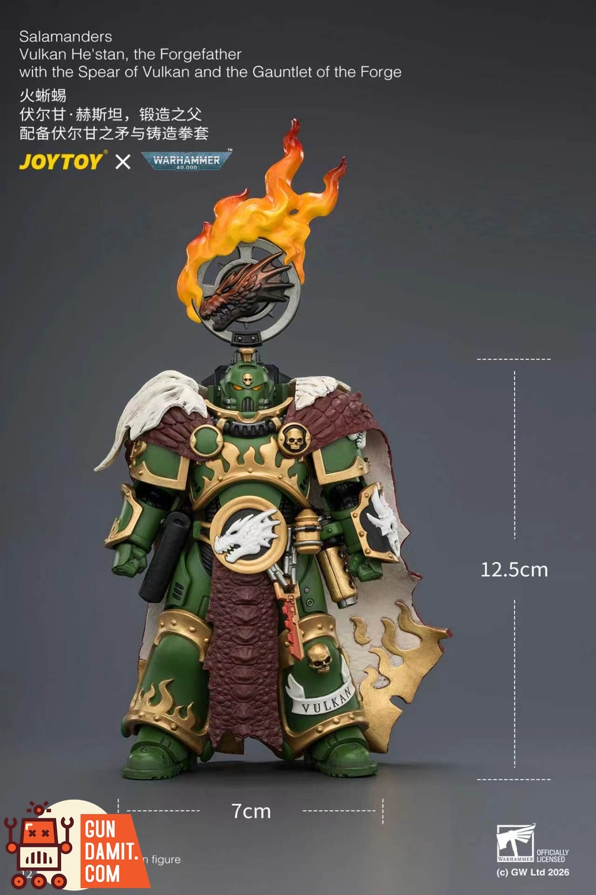 JoyToy JT04438 1/18 Warhammer 40K Salamanders Vulkan He'stan, the Forgefather with the Spear of Vulkan and the Gauntlet of the Forge - View 11 JoyToy JT04438 1/18 Warhammer 40K Salamanders Vulkan He'stan, the Forgefather with the Spear of Vulkan and the Gauntlet of the Forge - View 11