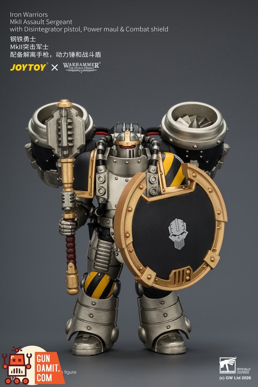 JoyToy JT04483 1/18 Warhammer The Horus Heresy Iron Warriors MkII Assault Sergeant with Disintegrator pistol, Power maul & Combat shield - View 2 JoyToy JT04483 1/18 Warhammer The Horus Heresy Iron Warriors MkII Assault Sergeant with Disintegrator pistol, Power maul & Combat shield - View 2
