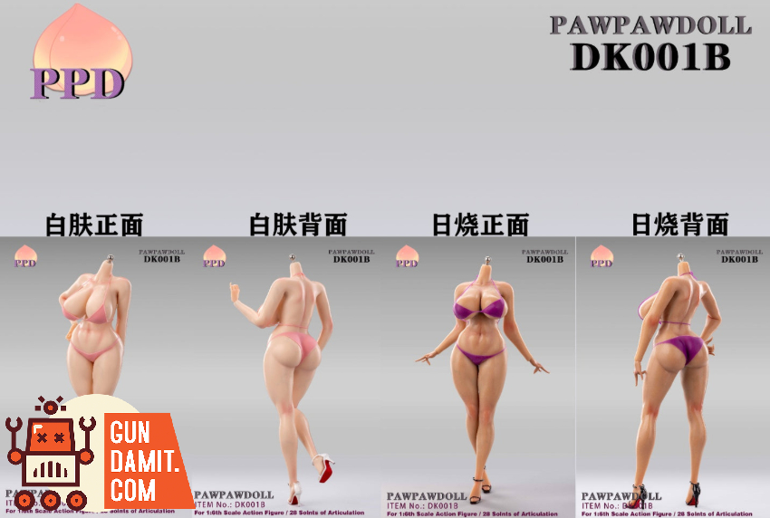 PAWPAW DOLL 1/6 DK001B Large Breast Female Seamless Body Connected Feet Fair Skin Ver. - View 12 PAWPAW DOLL 1/6 DK001B Large Breast Female Seamless Body Connected Feet Fair Skin Ver. - View 12