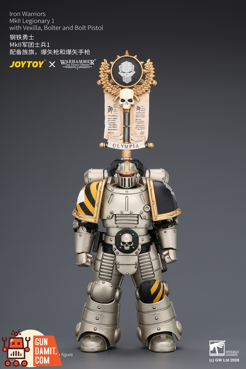 JoyToy JT04452 1/18 Warhammer The Horus Heresy Iron Warriors MkII Legionary1 with Vexilla, Bolter and Bolt Pistol - View 8 JoyToy JT04452 1/18 Warhammer The Horus Heresy Iron Warriors MkII Legionary1 with Vexilla, Bolter and Bolt Pistol - View 8