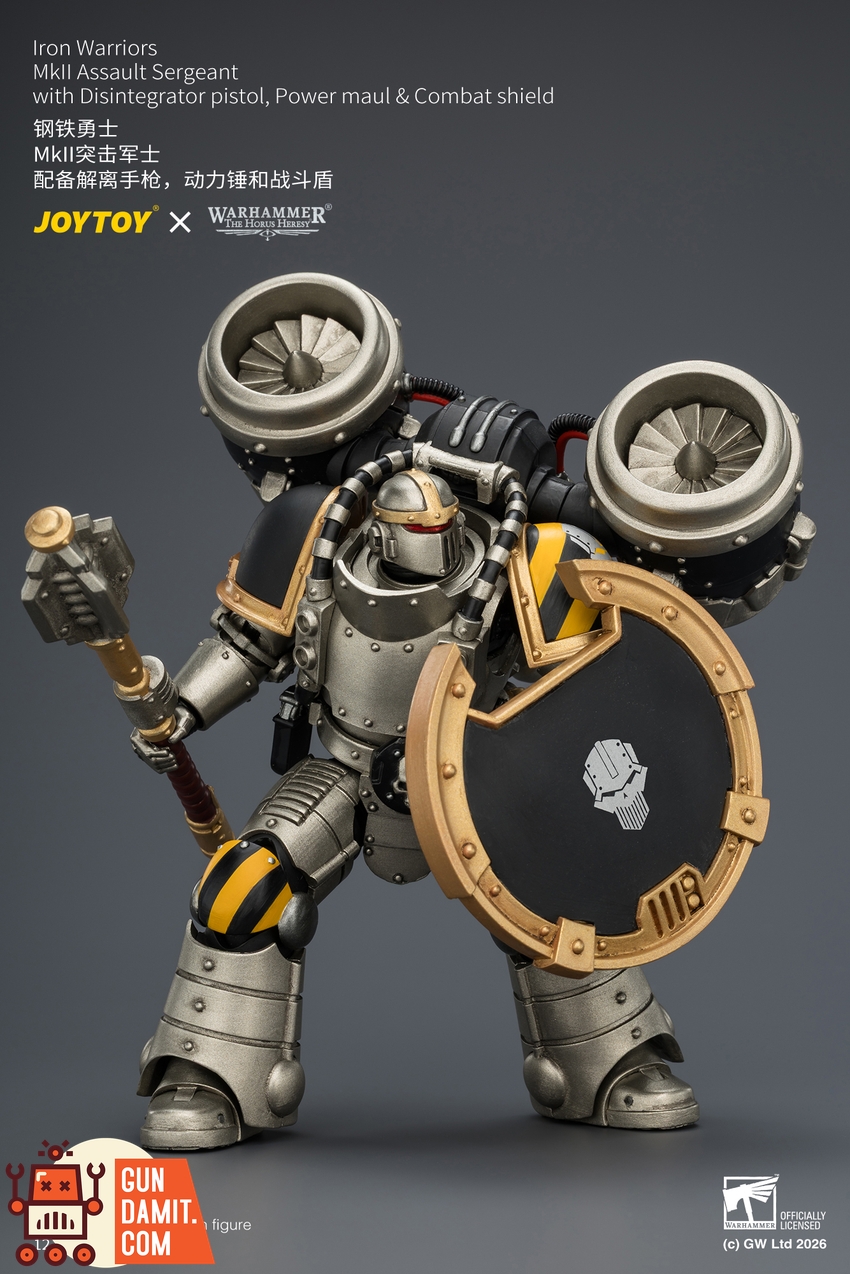 JoyToy JT04483 1/18 Warhammer The Horus Heresy Iron Warriors MkII Assault Sergeant with Disintegrator pistol, Power maul & Combat shield - View 6 JoyToy JT04483 1/18 Warhammer The Horus Heresy Iron Warriors MkII Assault Sergeant with Disintegrator pistol, Power maul & Combat shield - View 6