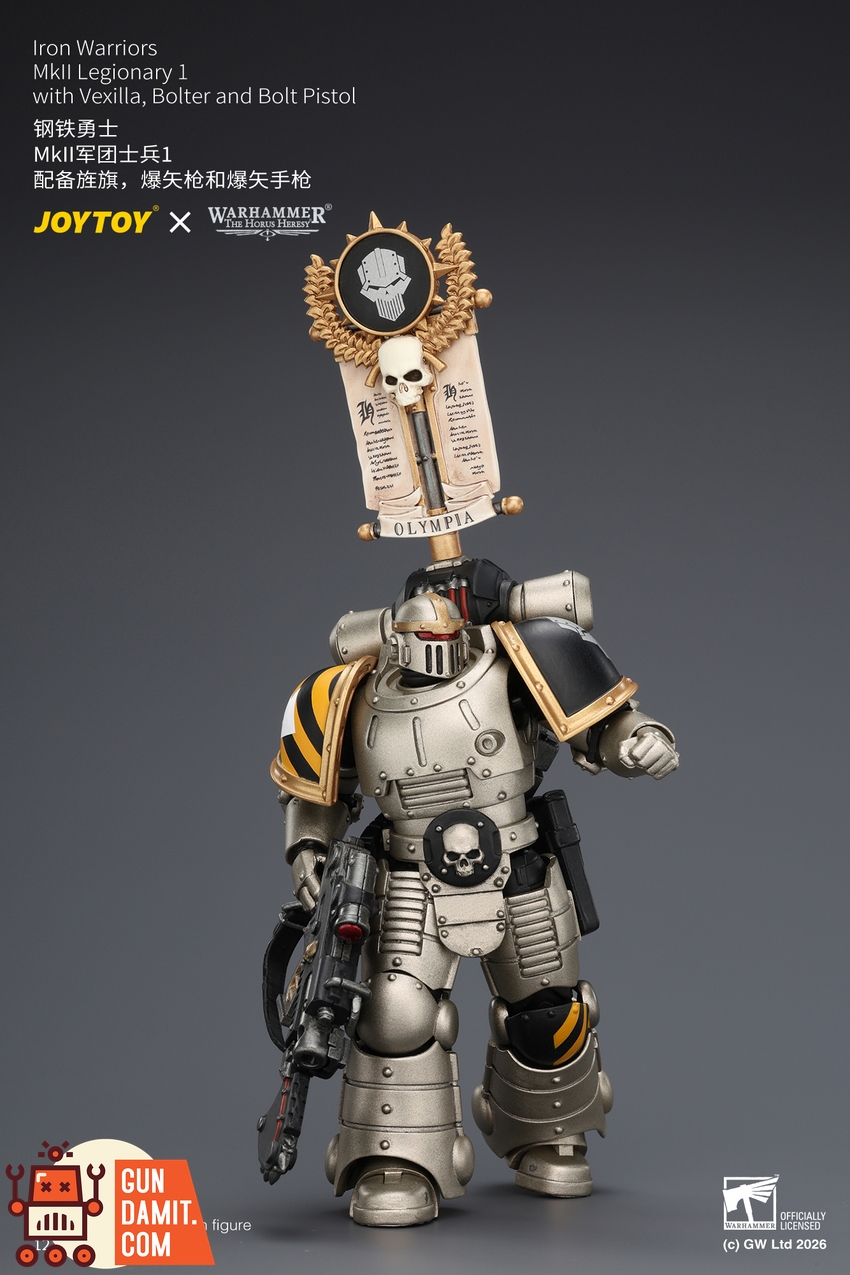JoyToy JT04452 1/18 Warhammer The Horus Heresy Iron Warriors MkII Legionary1 with Vexilla, Bolter and Bolt Pistol - View 3 JoyToy JT04452 1/18 Warhammer The Horus Heresy Iron Warriors MkII Legionary1 with Vexilla, Bolter and Bolt Pistol - View 3