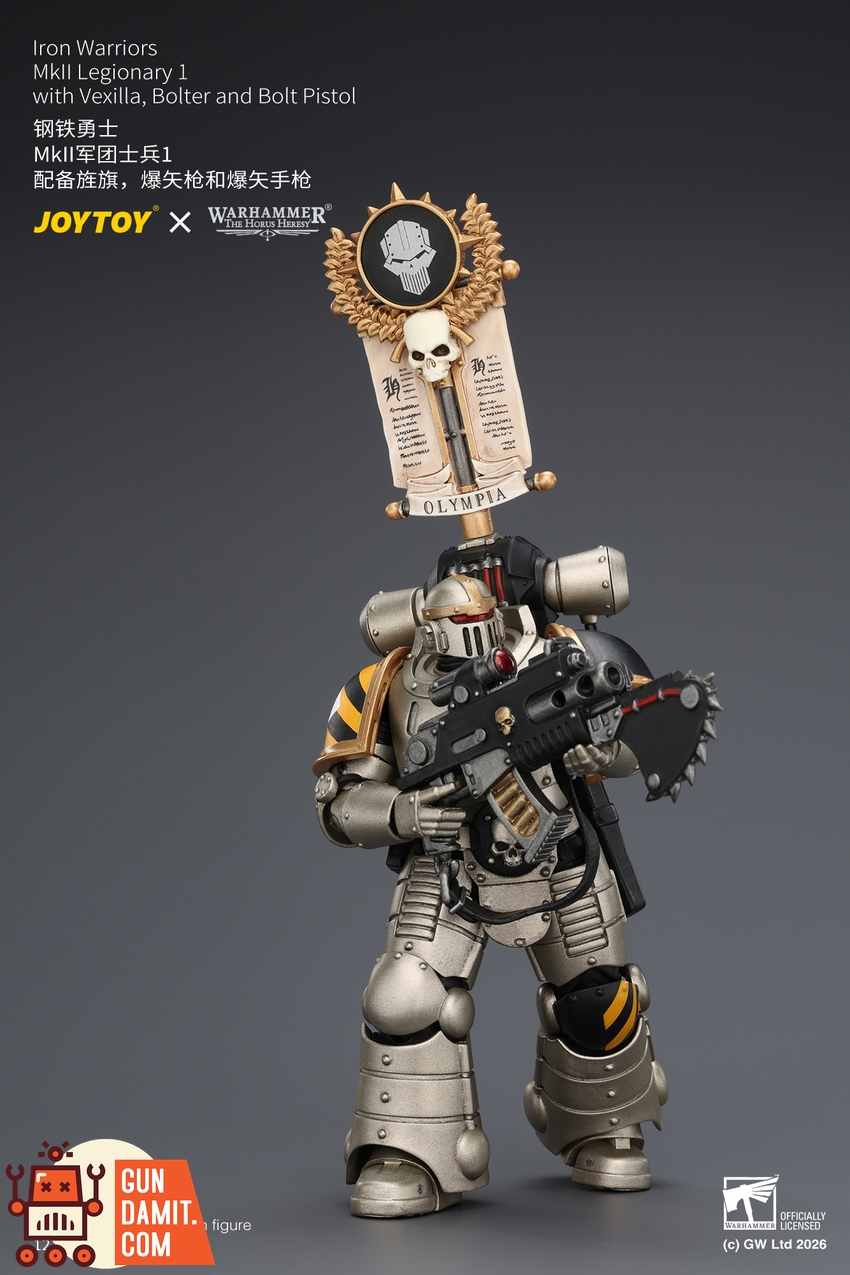 JoyToy JT04452 1/18 Warhammer The Horus Heresy Iron Warriors MkII Legionary1 with Vexilla, Bolter and Bolt Pistol - View 4 JoyToy JT04452 1/18 Warhammer The Horus Heresy Iron Warriors MkII Legionary1 with Vexilla, Bolter and Bolt Pistol - View 4