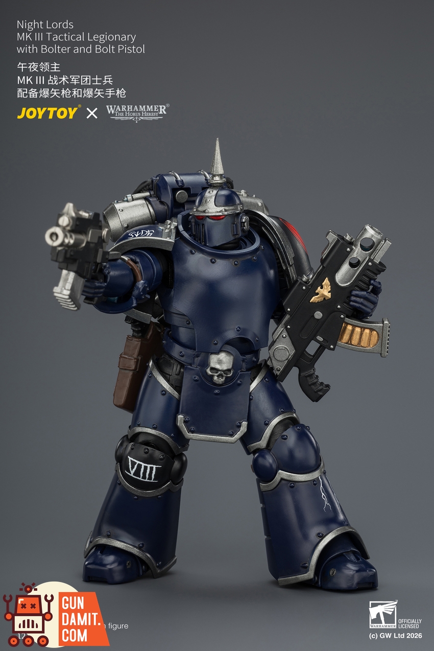 JoyToy JT04360 1/18 Warhammer The Horus Heresy Night Lords MK III Tactical Legionary with Bolter and Bolt Pistol - View 8 JoyToy JT04360 1/18 Warhammer The Horus Heresy Night Lords MK III Tactical Legionary with Bolter and Bolt Pistol - View 8