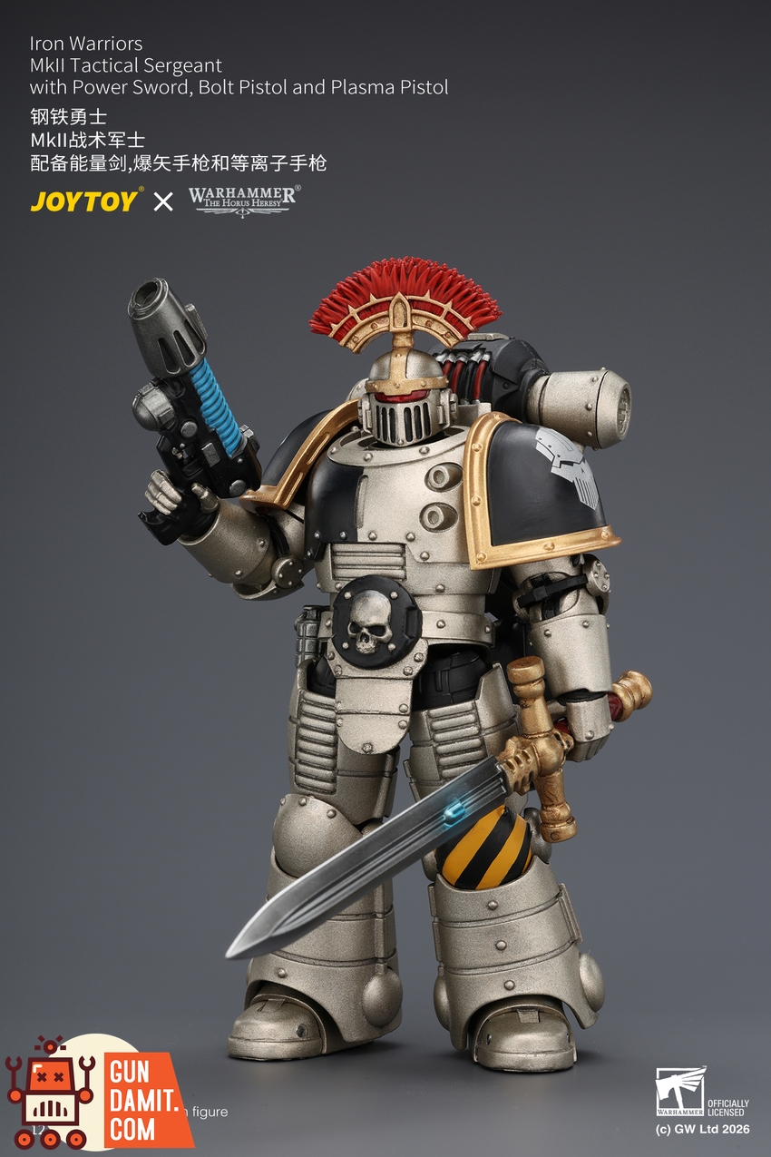 JoyToy JT04445 1/18 Warhammer The Horus Heresy Iron Warriors Mkll Tactical Sergeant with Power Sword, Bolt Pistol and Plasma Pistol - View 6 JoyToy JT04445 1/18 Warhammer The Horus Heresy Iron Warriors Mkll Tactical Sergeant with Power Sword, Bolt Pistol and Plasma Pistol - View 6