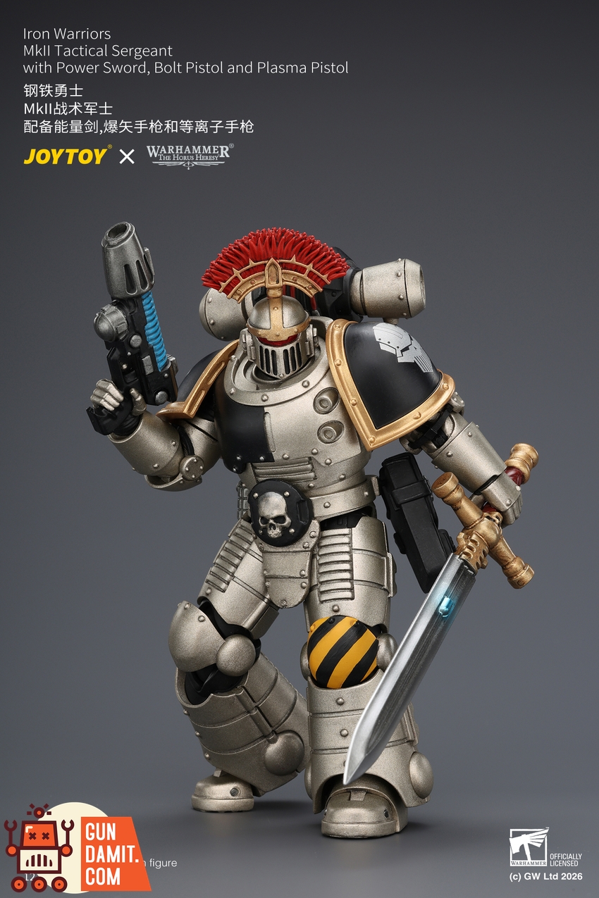 JoyToy JT04445 1/18 Warhammer The Horus Heresy Iron Warriors Mkll Tactical Sergeant with Power Sword, Bolt Pistol and Plasma Pistol - View 2 JoyToy JT04445 1/18 Warhammer The Horus Heresy Iron Warriors Mkll Tactical Sergeant with Power Sword, Bolt Pistol and Plasma Pistol - View 2