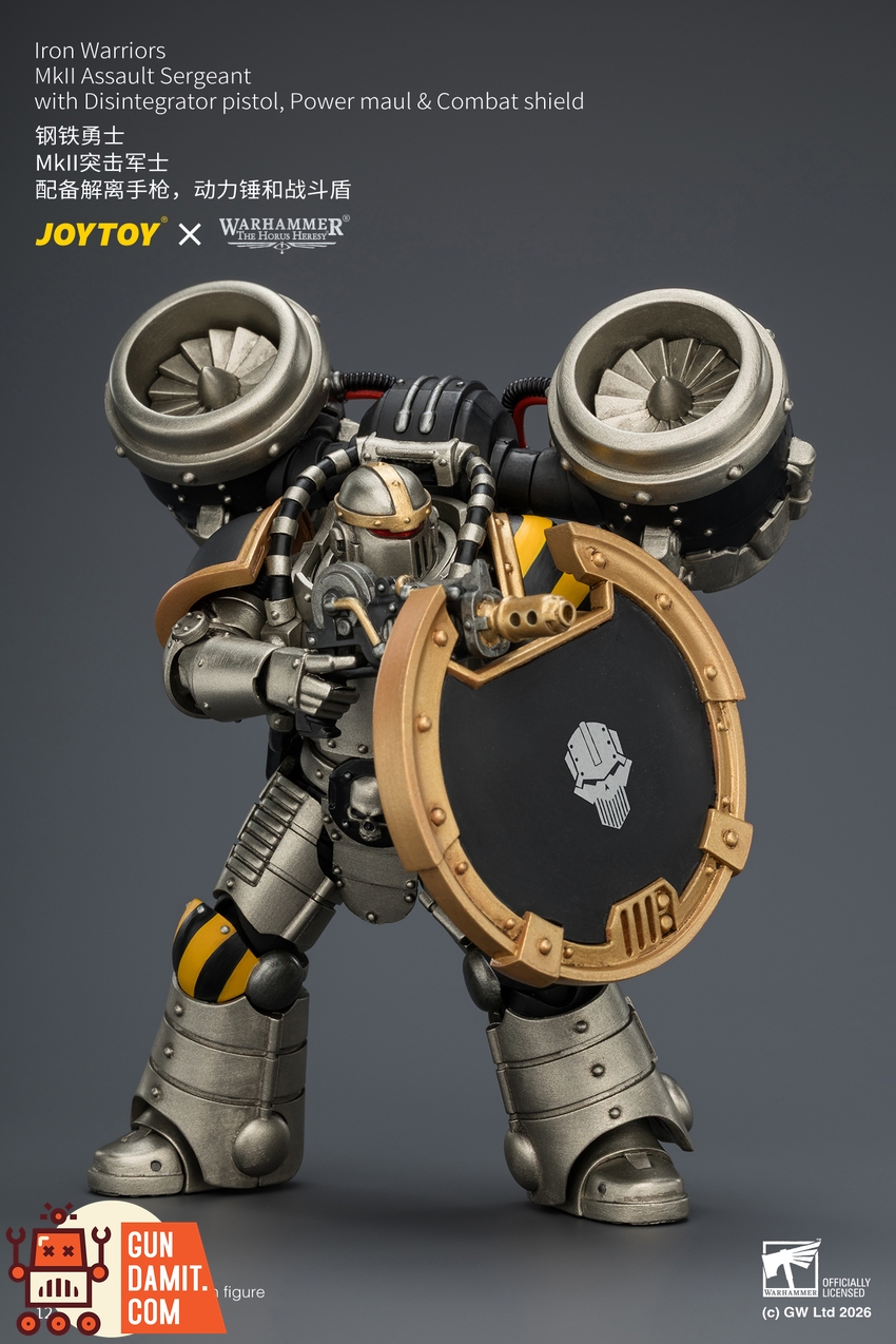 JoyToy JT04483 1/18 Warhammer The Horus Heresy Iron Warriors MkII Assault Sergeant with Disintegrator pistol, Power maul & Combat shield - View 7 JoyToy JT04483 1/18 Warhammer The Horus Heresy Iron Warriors MkII Assault Sergeant with Disintegrator pistol, Power maul & Combat shield - View 7