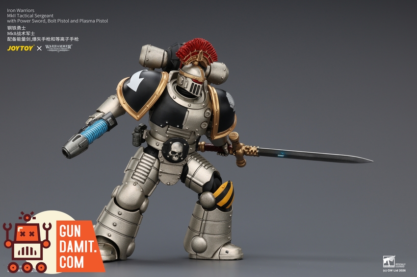 JoyToy JT04445 1/18 Warhammer The Horus Heresy Iron Warriors Mkll Tactical Sergeant with Power Sword, Bolt Pistol and Plasma Pistol - View 3 JoyToy JT04445 1/18 Warhammer The Horus Heresy Iron Warriors Mkll Tactical Sergeant with Power Sword, Bolt Pistol and Plasma Pistol - View 3