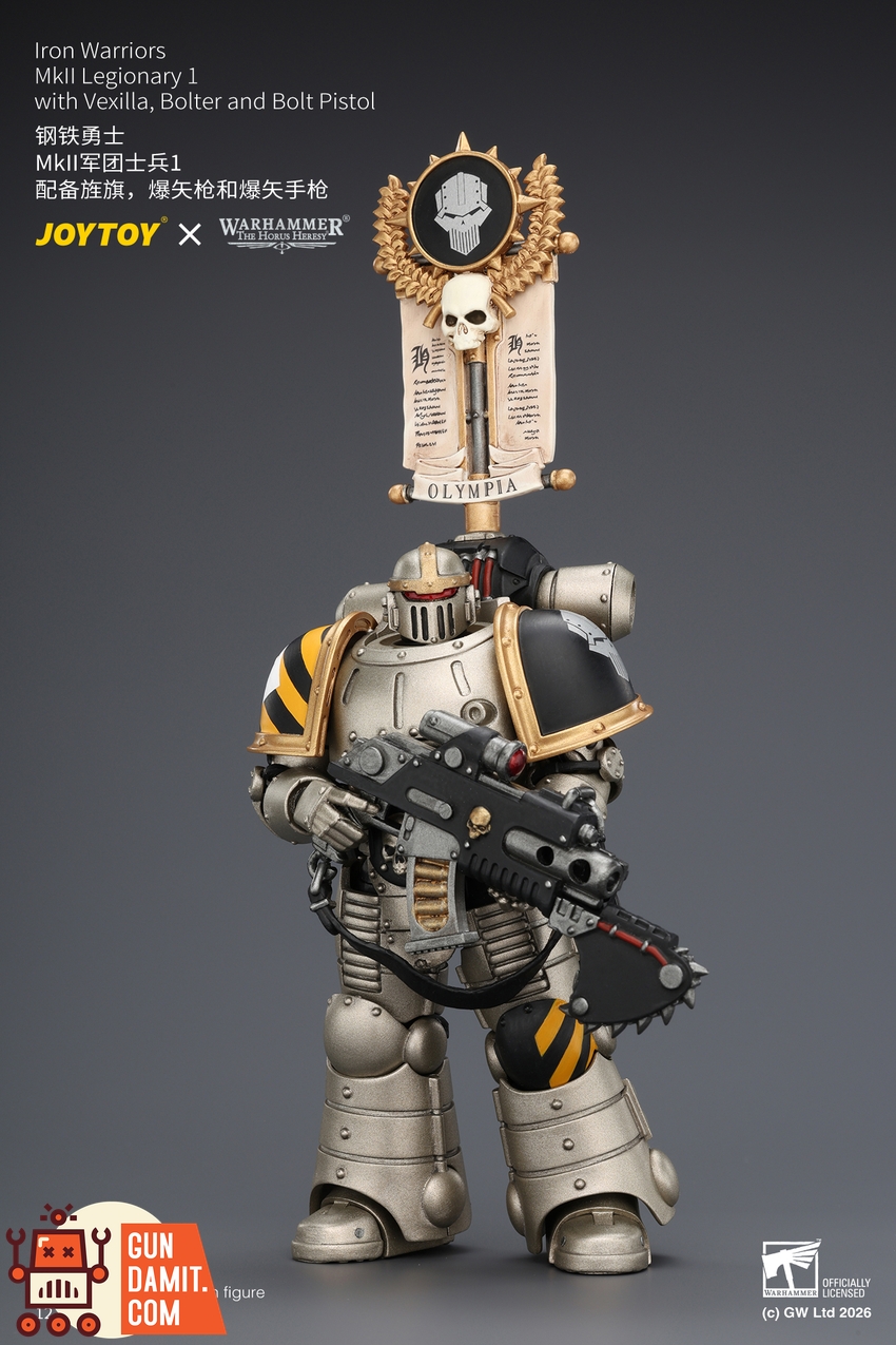 JoyToy JT04452 1/18 Warhammer The Horus Heresy Iron Warriors MkII Legionary1 with Vexilla, Bolter and Bolt Pistol - View 6 JoyToy JT04452 1/18 Warhammer The Horus Heresy Iron Warriors MkII Legionary1 with Vexilla, Bolter and Bolt Pistol - View 6