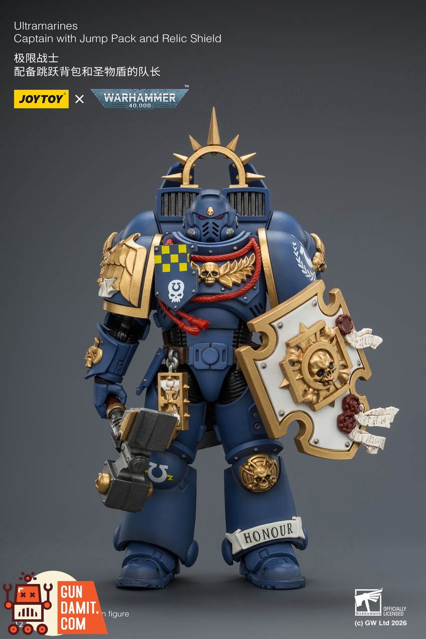 JoyToy JT04414 1/18 Warhammer 40K Ultramarines Captain with Jump Pack and Relic Shield - View 2 JoyToy JT04414 1/18 Warhammer 40K Ultramarines Captain with Jump Pack and Relic Shield - View 2