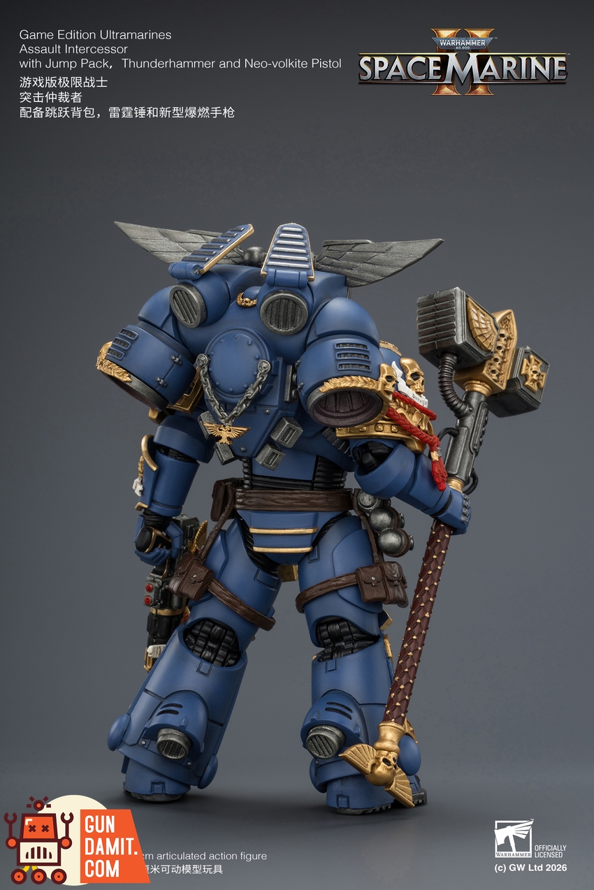 JoyToy JT04421 1/18 Warhammer 40K Game Edition Ultramarines Assault Intercessor with Jump Pack, Thunderhammer and Neo-volkite Pistol - View 4 JoyToy JT04421 1/18 Warhammer 40K Game Edition Ultramarines Assault Intercessor with Jump Pack, Thunderhammer and Neo-volkite Pistol - View 4