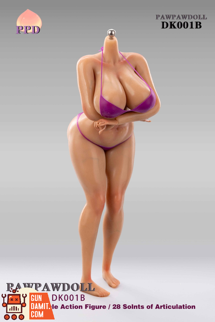 PAWPAW DOLL 1/6 DK001B Large Breast Female Seamless Body Connected Feet Suntan Ver. - View 2 PAWPAW DOLL 1/6 DK001B Large Breast Female Seamless Body Connected Feet Suntan Ver. - View 2