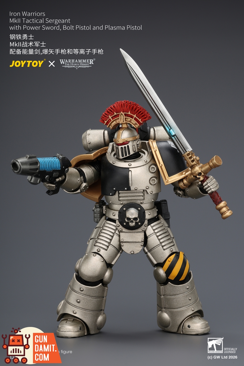 JoyToy JT04445 1/18 Warhammer The Horus Heresy Iron Warriors Mkll Tactical Sergeant with Power Sword, Bolt Pistol and Plasma Pistol - View 4 JoyToy JT04445 1/18 Warhammer The Horus Heresy Iron Warriors Mkll Tactical Sergeant with Power Sword, Bolt Pistol and Plasma Pistol - View 4