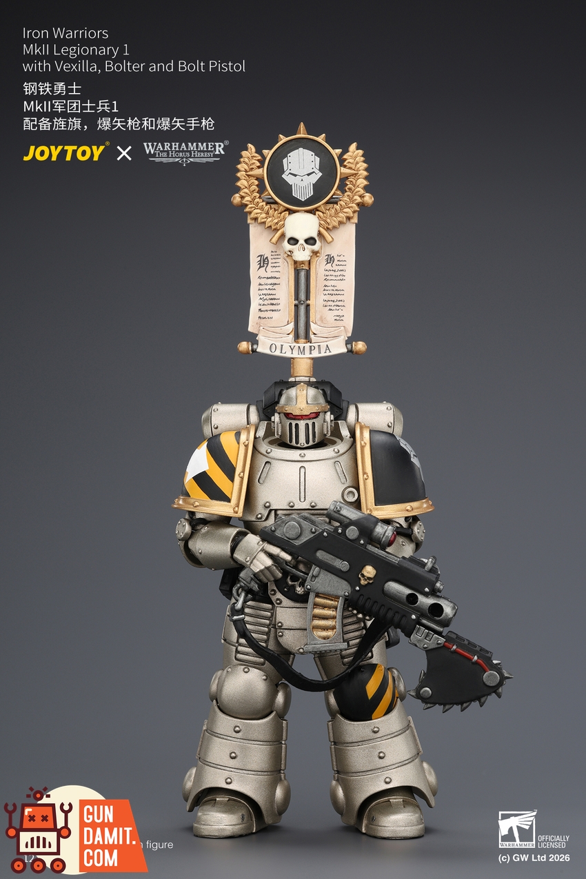 JoyToy JT04452 1/18 Warhammer The Horus Heresy Iron Warriors MkII Legionary1 with Vexilla, Bolter and Bolt Pistol - View 7 JoyToy JT04452 1/18 Warhammer The Horus Heresy Iron Warriors MkII Legionary1 with Vexilla, Bolter and Bolt Pistol - View 7