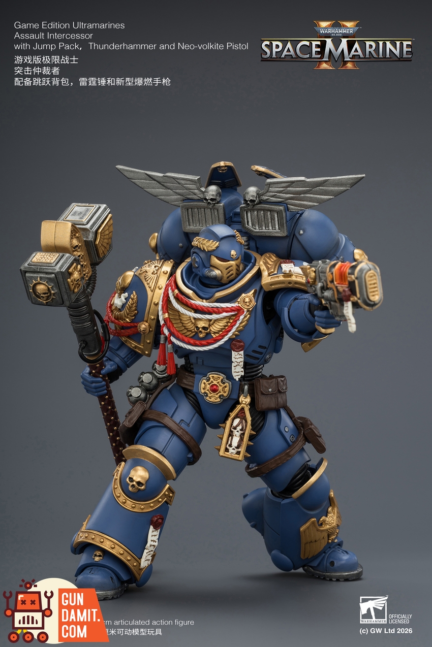JoyToy JT04421 1/18 Warhammer 40K Game Edition Ultramarines Assault Intercessor with Jump Pack, Thunderhammer and Neo-volkite Pistol - View 5 JoyToy JT04421 1/18 Warhammer 40K Game Edition Ultramarines Assault Intercessor with Jump Pack, Thunderhammer and Neo-volkite Pistol - View 5