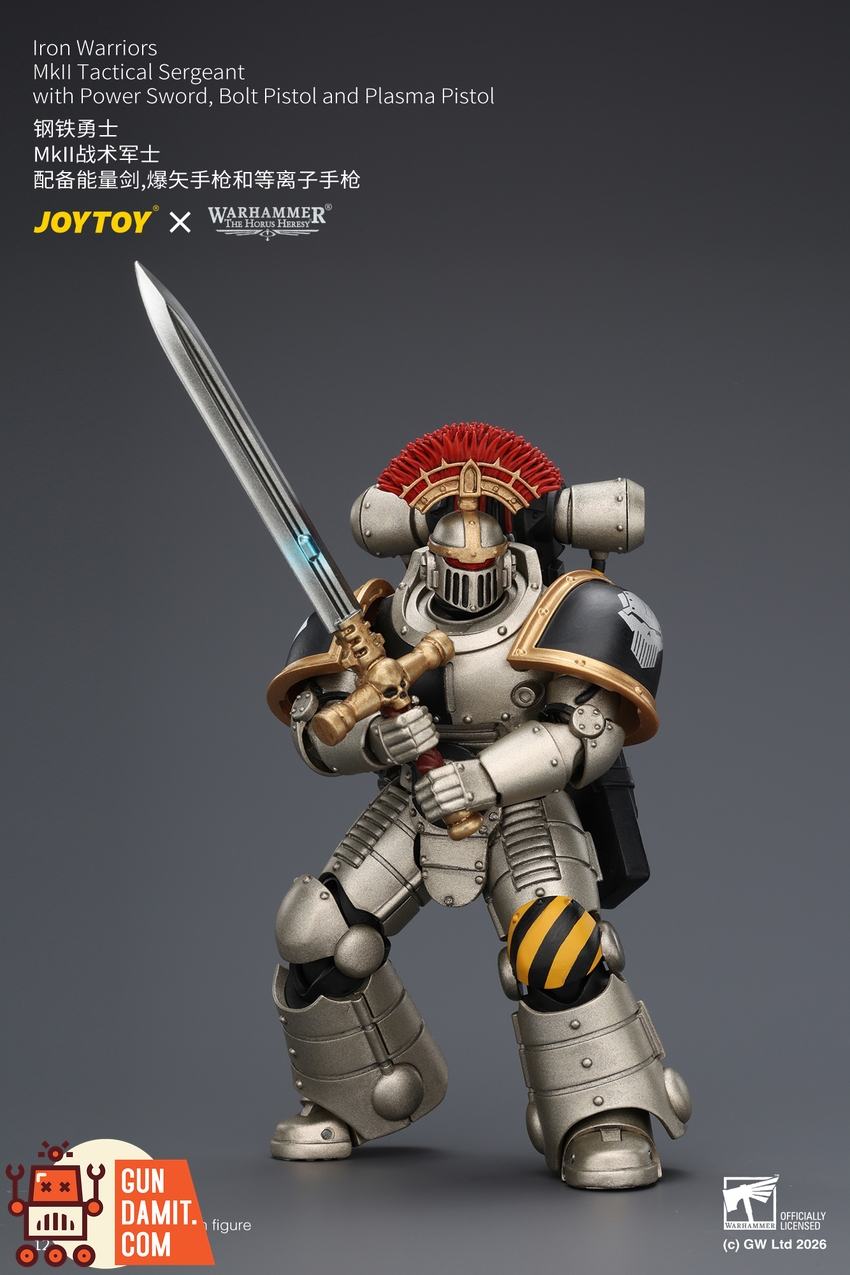 JoyToy JT04445 1/18 Warhammer The Horus Heresy Iron Warriors Mkll Tactical Sergeant with Power Sword, Bolt Pistol and Plasma Pistol - View 1 JoyToy JT04445 1/18 Warhammer The Horus Heresy Iron Warriors Mkll Tactical Sergeant with Power Sword, Bolt Pistol and Plasma Pistol - View 1