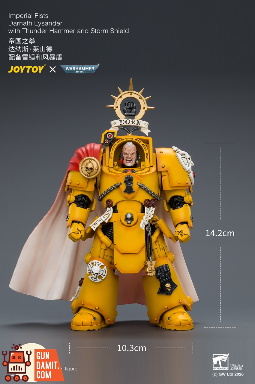 JoyToy JT04896 1/18 Warhammer 40K Imperial Fists Darnath Lysander with Thunder Hammer and Storm Shield - View 12 JoyToy JT04896 1/18 Warhammer 40K Imperial Fists Darnath Lysander with Thunder Hammer and Storm Shield - View 12