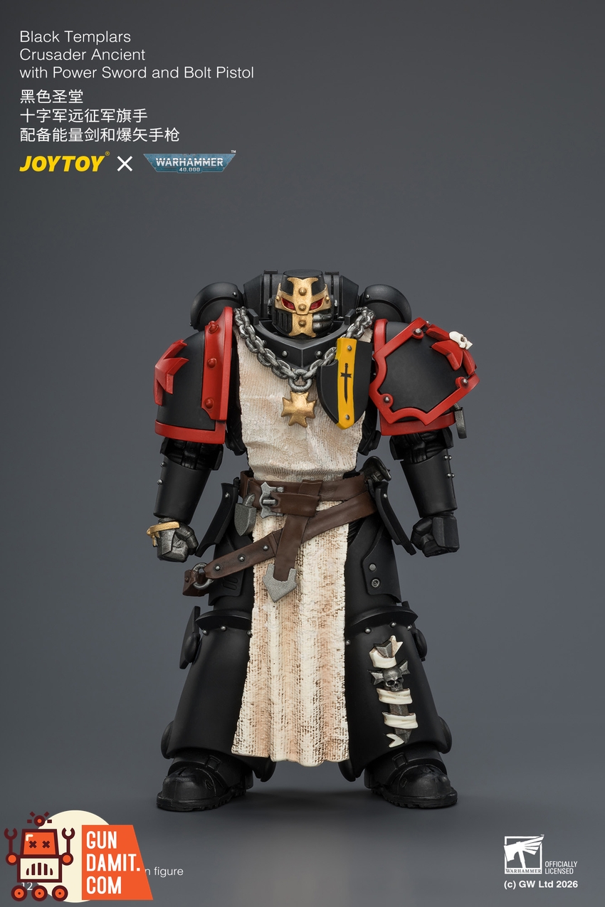 JoyToy JT04735 1/18 Warhammer 40k Black Templars Crusader Ancient with Power Sword and Bolt Pistol - View 1 JoyToy JT04735 1/18 Warhammer 40k Black Templars Crusader Ancient with Power Sword and Bolt Pistol - View 1