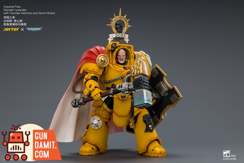 JoyToy JT04896 1/18 Warhammer 40K Imperial Fists Darnath Lysander with Thunder Hammer and Storm Shield - View 8 JoyToy JT04896 1/18 Warhammer 40K Imperial Fists Darnath Lysander with Thunder Hammer and Storm Shield - View 8