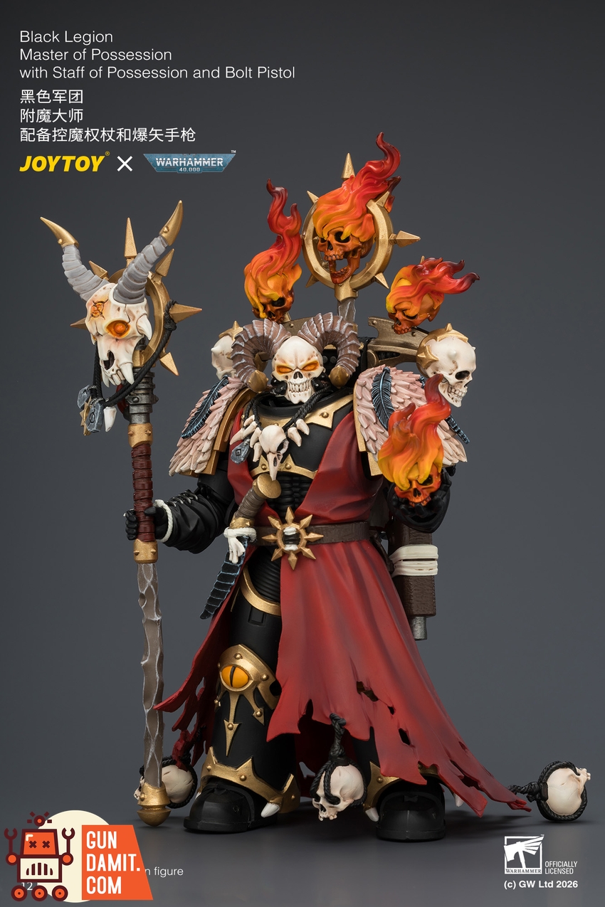 JoyToy JT04759 1/18 Warhammer 40k Black Legion Master of Possession with Staff of Possession and Bolt Pistol - View 3 JoyToy JT04759 1/18 Warhammer 40k Black Legion Master of Possession with Staff of Possession and Bolt Pistol - View 3