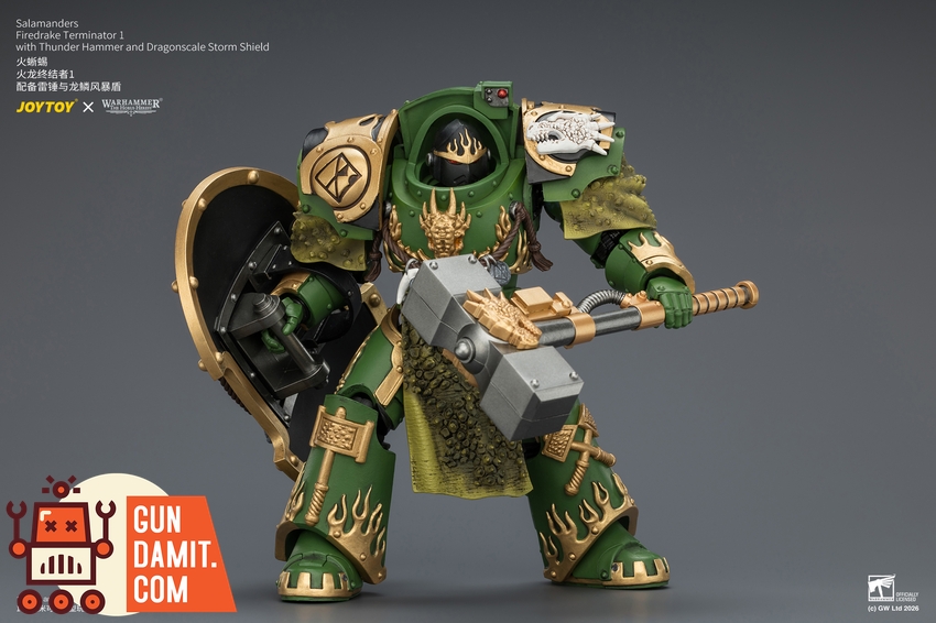 JoyToy JT04629 1/18 Warhammer The Horus Heresy Salamanders Firedrake Terminator 1 with Thunder Hammer and Dragonscale Storm Shield - View 8 JoyToy JT04629 1/18 Warhammer The Horus Heresy Salamanders Firedrake Terminator 1 with Thunder Hammer and Dragonscale Storm Shield - View 8
