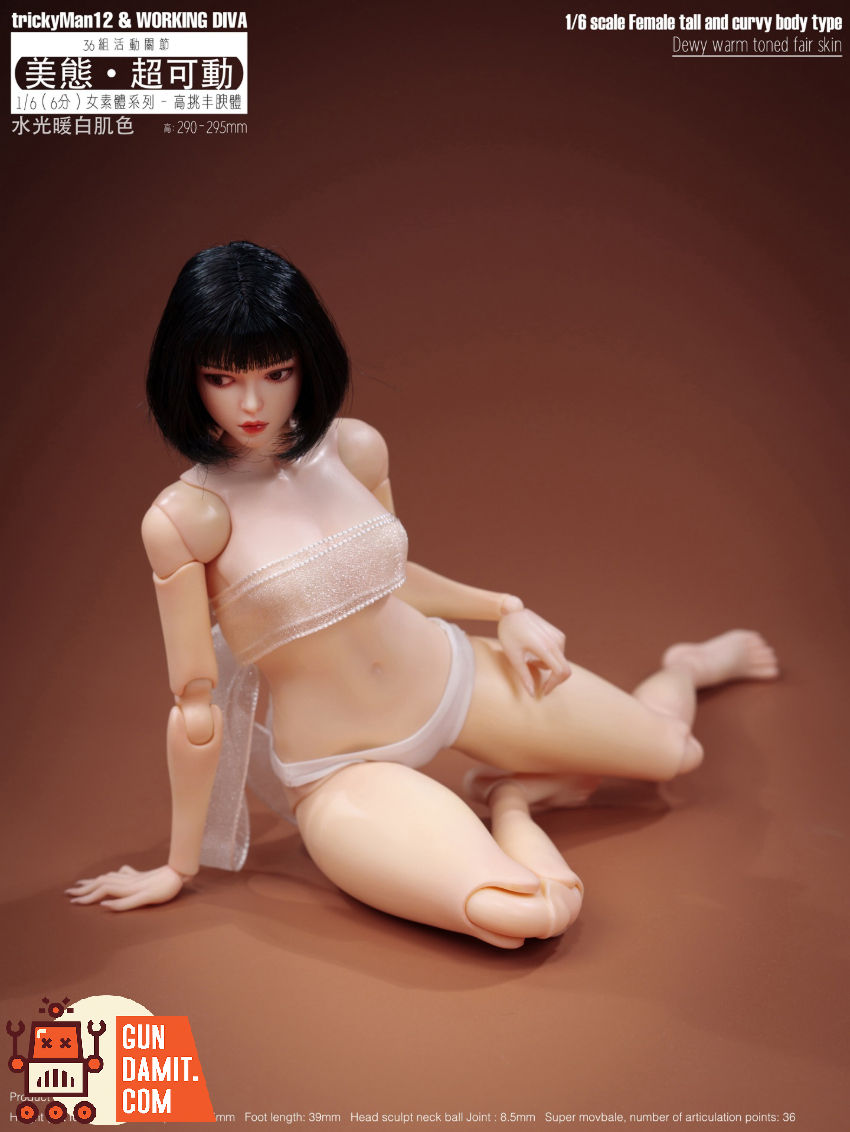 trickyMan12 & WORKING DIVA 1/6 FB-10032 DT06B Female Tall and Curvy Body Type Dewy Warm Toned Fair Skin Version - View 4 trickyMan12 & WORKING DIVA 1/6 FB-10032 DT06B Female Tall and Curvy Body Type Dewy Warm Toned Fair Skin Version - View 4