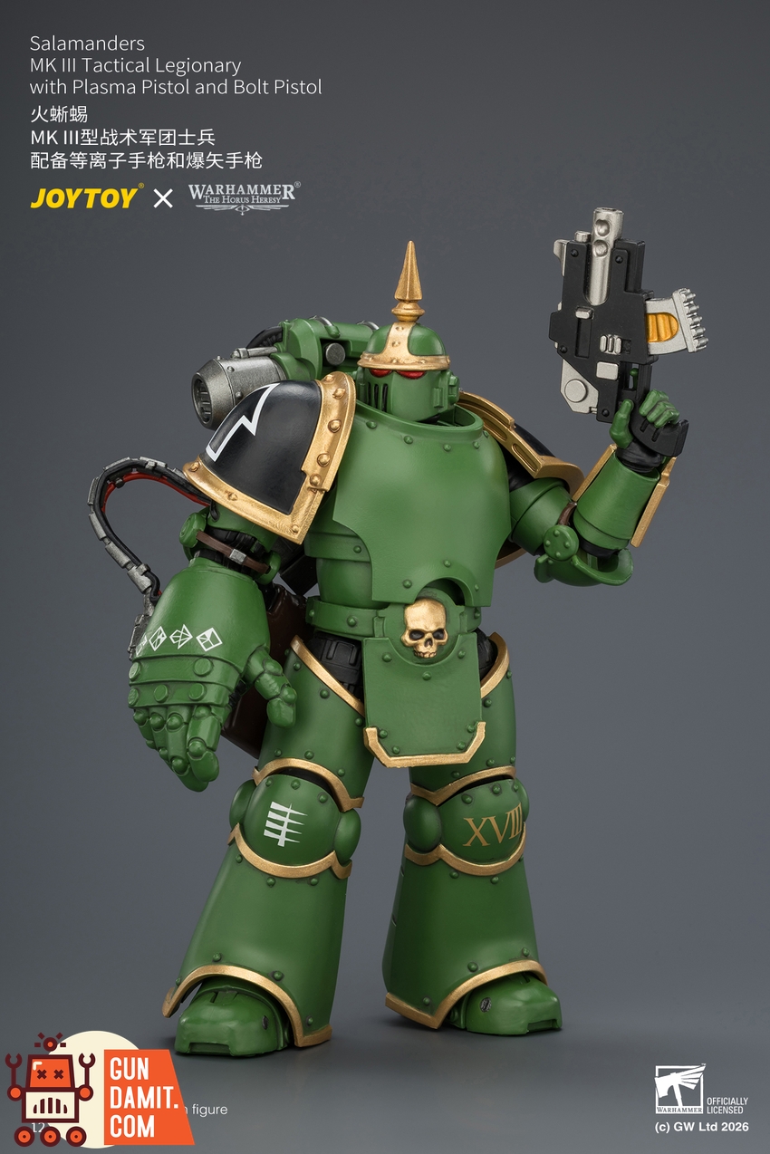 JoyToy JT04643 1/18 Warhammer The Horus Heresy Salamanders MK III Tactical Legionary with Plasma Pistol and Bolt Pistol - View 3 JoyToy JT04643 1/18 Warhammer The Horus Heresy Salamanders MK III Tactical Legionary with Plasma Pistol and Bolt Pistol - View 3