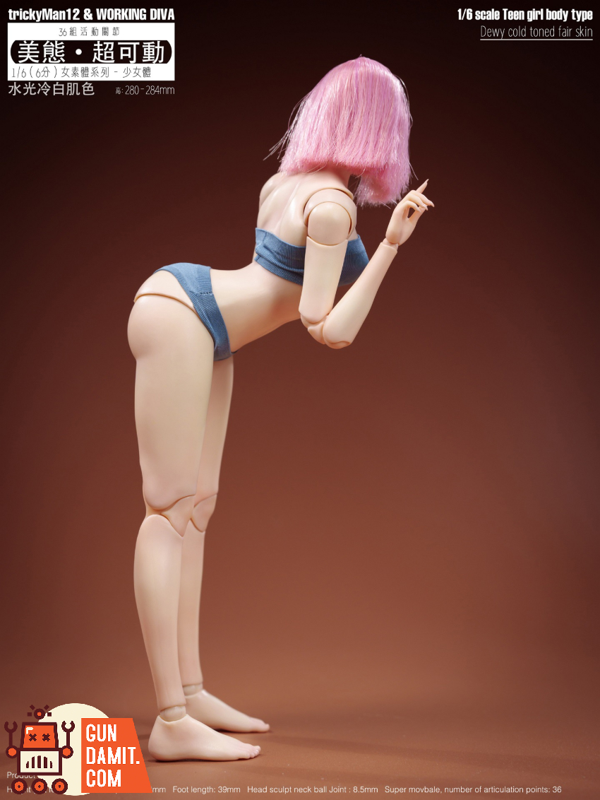 trickyMan12 & WORKING DIVA 1/6 FB-10032 DT02A Teen Girl Body Type Dewy Cold Toned Fair Skin Version - View 4 trickyMan12 & WORKING DIVA 1/6 FB-10032 DT02A Teen Girl Body Type Dewy Cold Toned Fair Skin Version - View 4