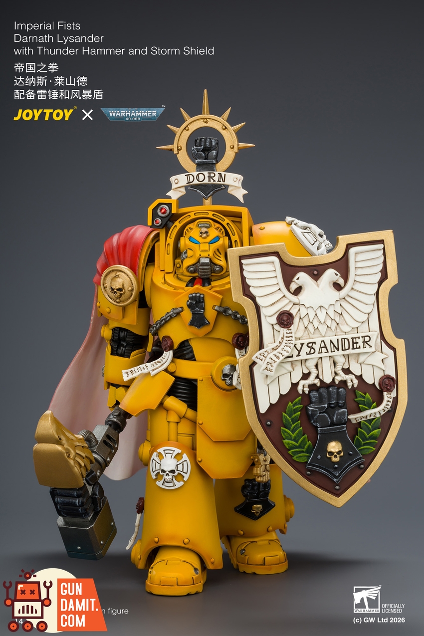 JoyToy JT04896 1/18 Warhammer 40K Imperial Fists Darnath Lysander with Thunder Hammer and Storm Shield - View 11 JoyToy JT04896 1/18 Warhammer 40K Imperial Fists Darnath Lysander with Thunder Hammer and Storm Shield - View 11
