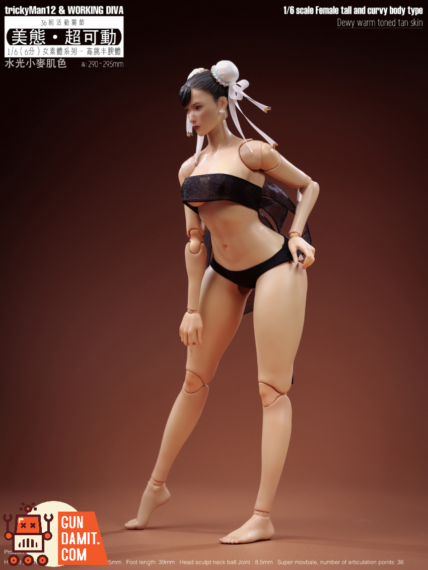 trickyMan12 & WORKING DIVA 1/6 FB-10032 DT06C Female Tall and Curvy Body Type Dewy Warm Toned Tan Skin Version - View 4 trickyMan12 & WORKING DIVA 1/6 FB-10032 DT06C Female Tall and Curvy Body Type Dewy Warm Toned Tan Skin Version - View 4