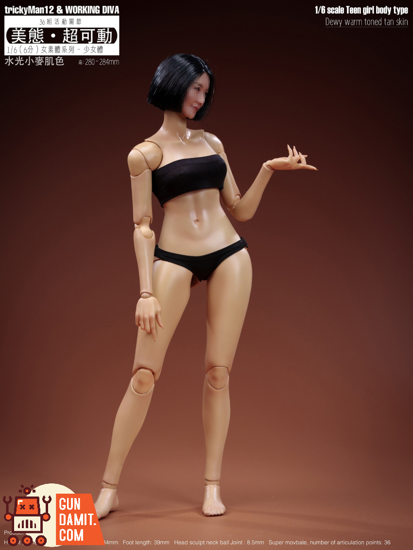 trickyMan12 & WORKING DIVA 1/6 FB-10032 DT02C Teen Girl Body Type Dewy Warm Toned Tan Skin Version - View 1 trickyMan12 & WORKING DIVA 1/6 FB-10032 DT02C Teen Girl Body Type Dewy Warm Toned Tan Skin Version - View 1