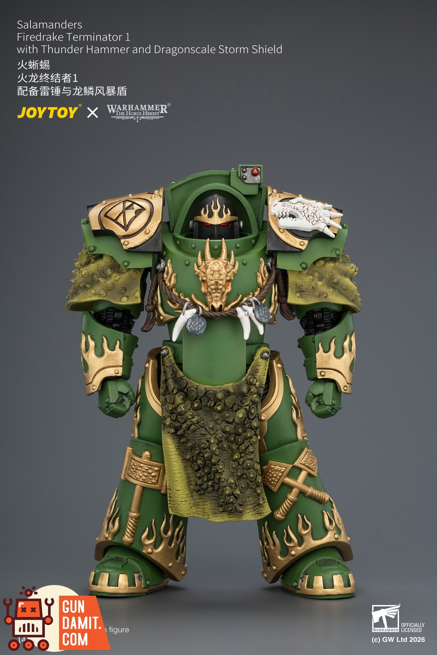 JoyToy JT04629 1/18 Warhammer The Horus Heresy Salamanders Firedrake Terminator 1 with Thunder Hammer and Dragonscale Storm Shield - View 1 JoyToy JT04629 1/18 Warhammer The Horus Heresy Salamanders Firedrake Terminator 1 with Thunder Hammer and Dragonscale Storm Shield - View 1