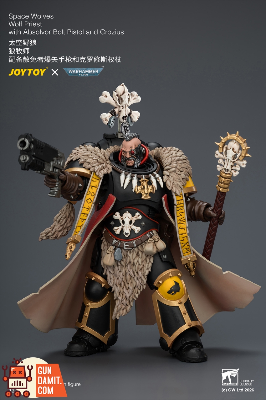 JoyToy JT04766 1/18 Warhammer 40k Space Wolves Wolf Priest with Absolvor Bolt Pistol and Crozius - View 9 JoyToy JT04766 1/18 Warhammer 40k Space Wolves Wolf Priest with Absolvor Bolt Pistol and Crozius - View 9