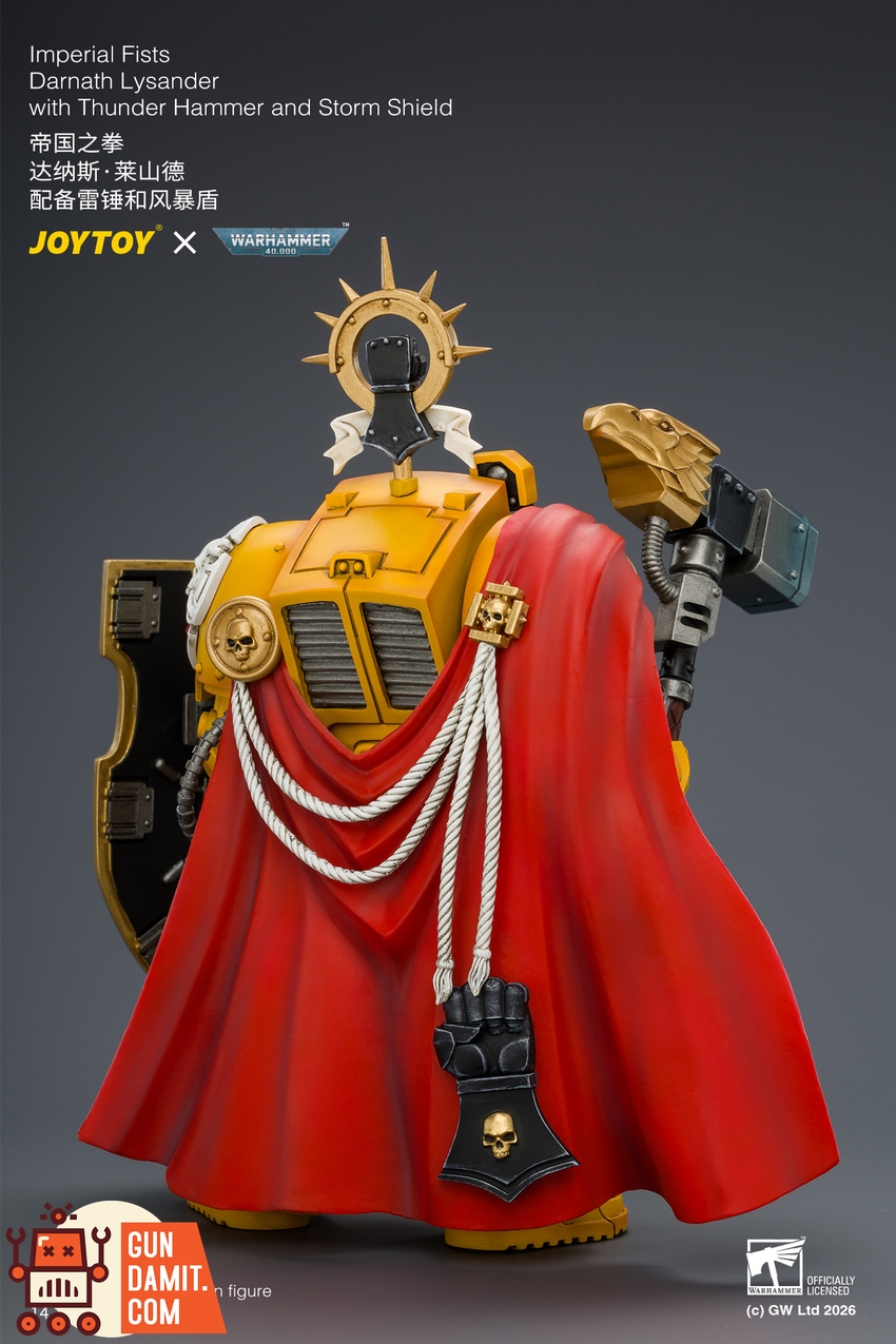 JoyToy JT04896 1/18 Warhammer 40K Imperial Fists Darnath Lysander with Thunder Hammer and Storm Shield - View 4 JoyToy JT04896 1/18 Warhammer 40K Imperial Fists Darnath Lysander with Thunder Hammer and Storm Shield - View 4