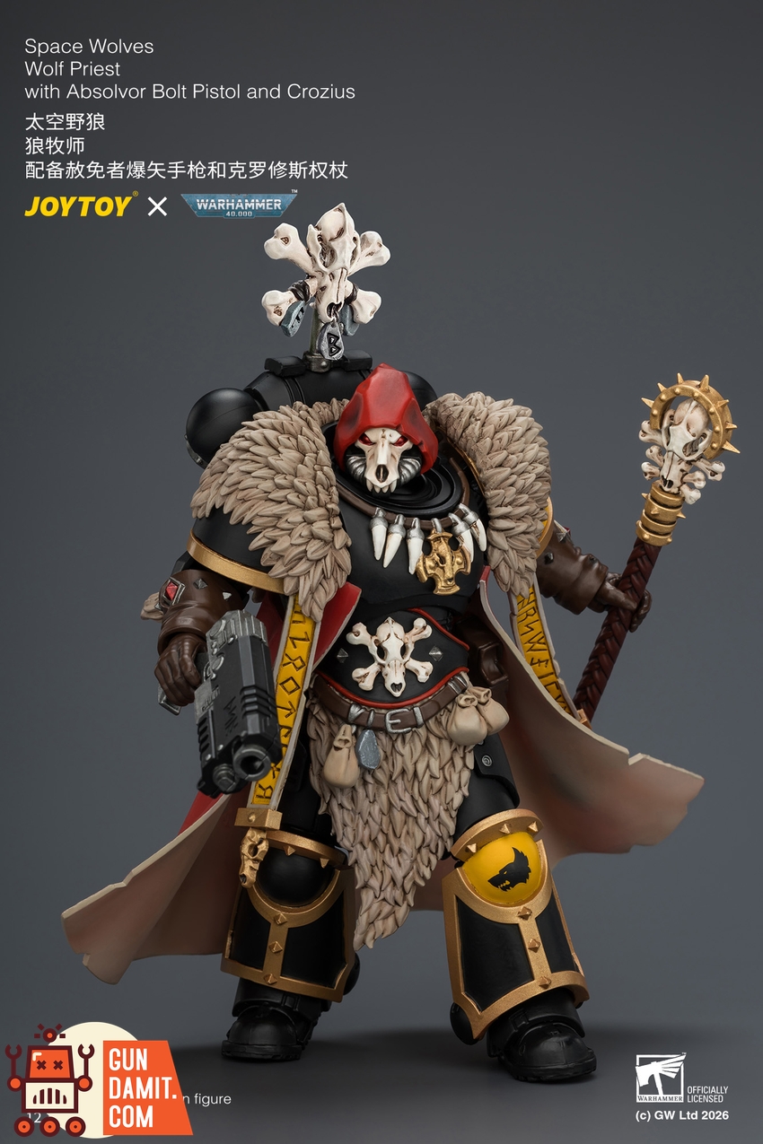JoyToy JT04766 1/18 Warhammer 40k Space Wolves Wolf Priest with Absolvor Bolt Pistol and Crozius - View 5 JoyToy JT04766 1/18 Warhammer 40k Space Wolves Wolf Priest with Absolvor Bolt Pistol and Crozius - View 5