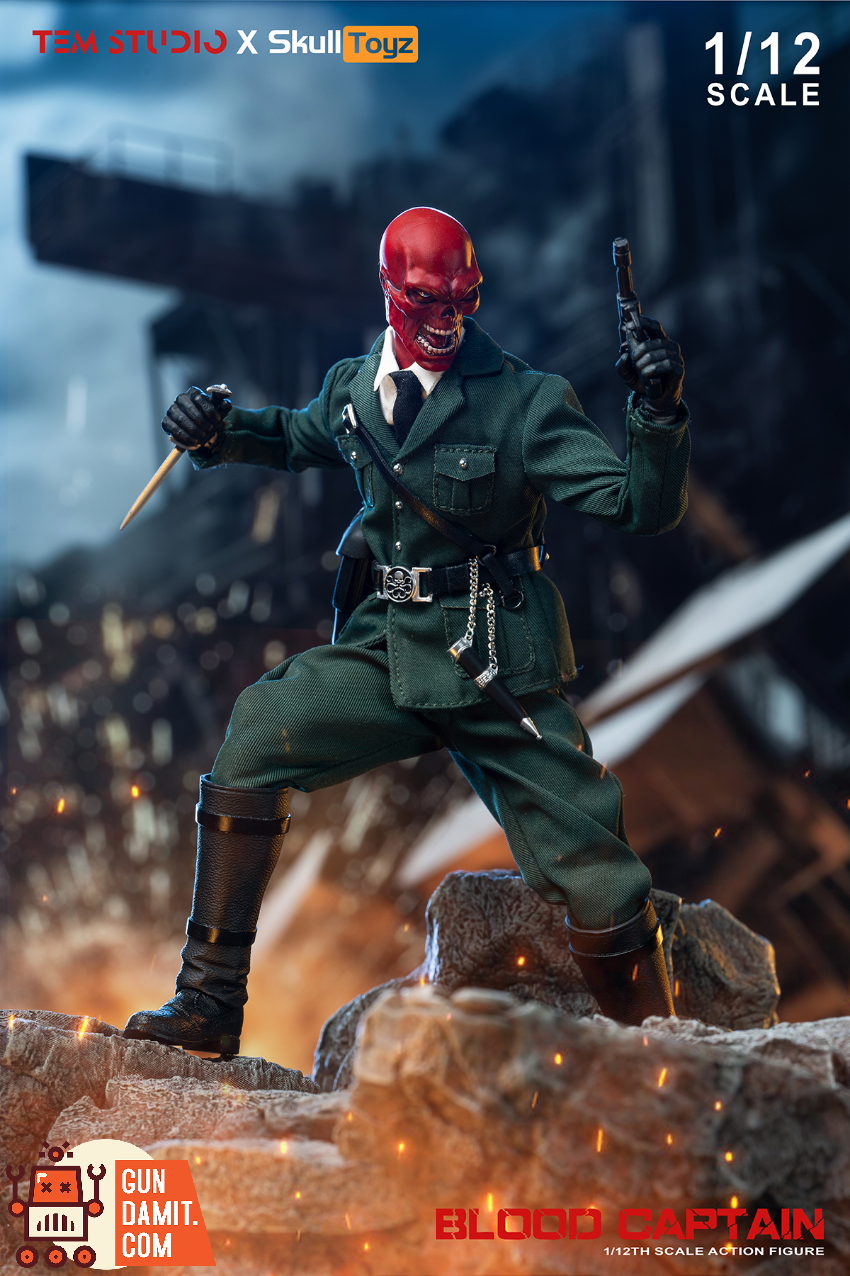 Tem Studio X Skull Toyz 1/12 TEMS007A Red Skull Blood Captain Johann Schmidt Green Uniform Version - View 2 Tem Studio X Skull Toyz 1/12 TEMS007A Red Skull Blood Captain Johann Schmidt Green Uniform Version - View 2