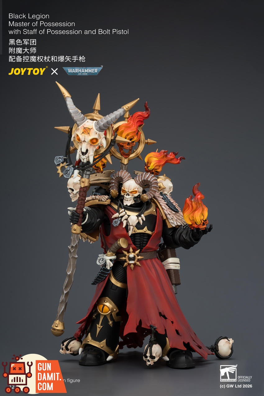 JoyToy JT04759 1/18 Warhammer 40k Black Legion Master of Possession with Staff of Possession and Bolt Pistol - View 6 JoyToy JT04759 1/18 Warhammer 40k Black Legion Master of Possession with Staff of Possession and Bolt Pistol - View 6