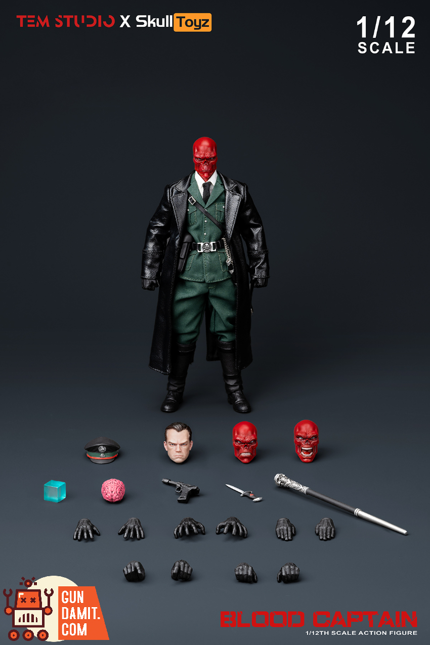 Tem Studio X Skull Toyz 1/12 TEMS007A Red Skull Blood Captain Johann Schmidt Green Uniform Version - View 5 Tem Studio X Skull Toyz 1/12 TEMS007A Red Skull Blood Captain Johann Schmidt Green Uniform Version - View 5