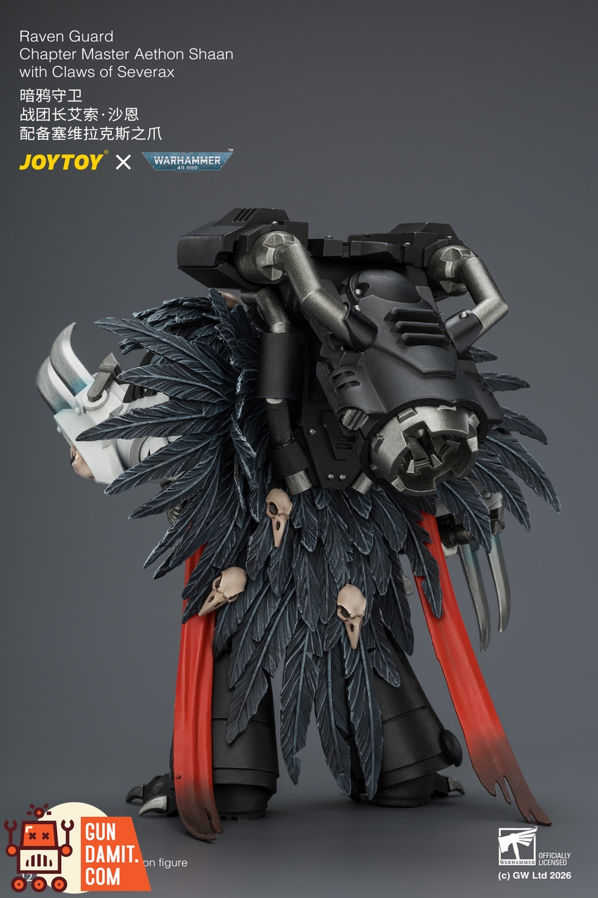 JoyToy JT04742 1/18 Warhammer 40k Raven Guard Chapter Master Aethon Shaan with Claws of Severax and Heavy Bolt Pistol - View 3 JoyToy JT04742 1/18 Warhammer 40k Raven Guard Chapter Master Aethon Shaan with Claws of Severax and Heavy Bolt Pistol - View 3