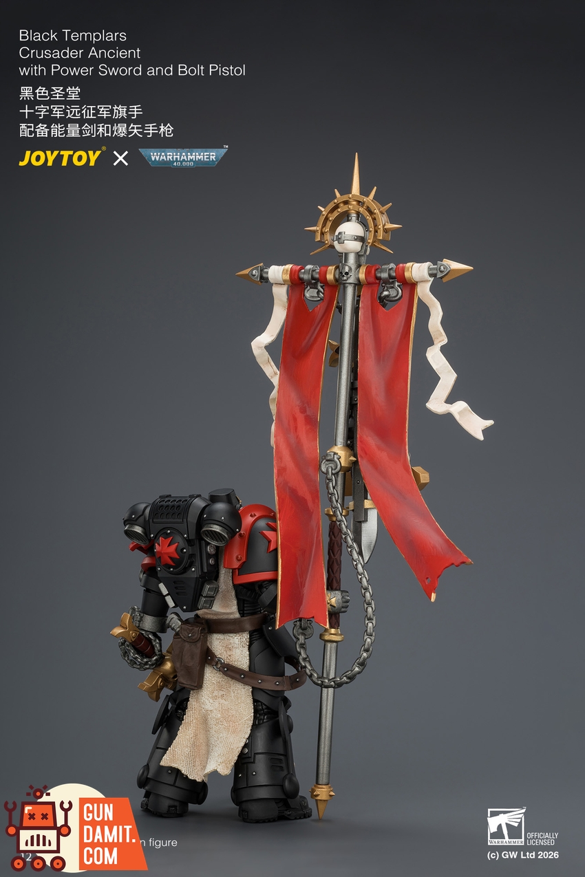 JoyToy JT04735 1/18 Warhammer 40k Black Templars Crusader Ancient with Power Sword and Bolt Pistol - View 4 JoyToy JT04735 1/18 Warhammer 40k Black Templars Crusader Ancient with Power Sword and Bolt Pistol - View 4