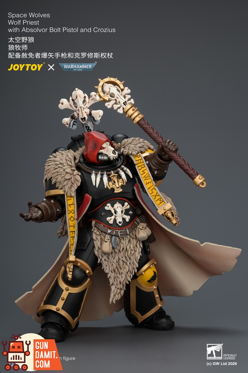 JoyToy JT04766 1/18 Warhammer 40k Space Wolves Wolf Priest with Absolvor Bolt Pistol and Crozius - View 6 JoyToy JT04766 1/18 Warhammer 40k Space Wolves Wolf Priest with Absolvor Bolt Pistol and Crozius - View 6
