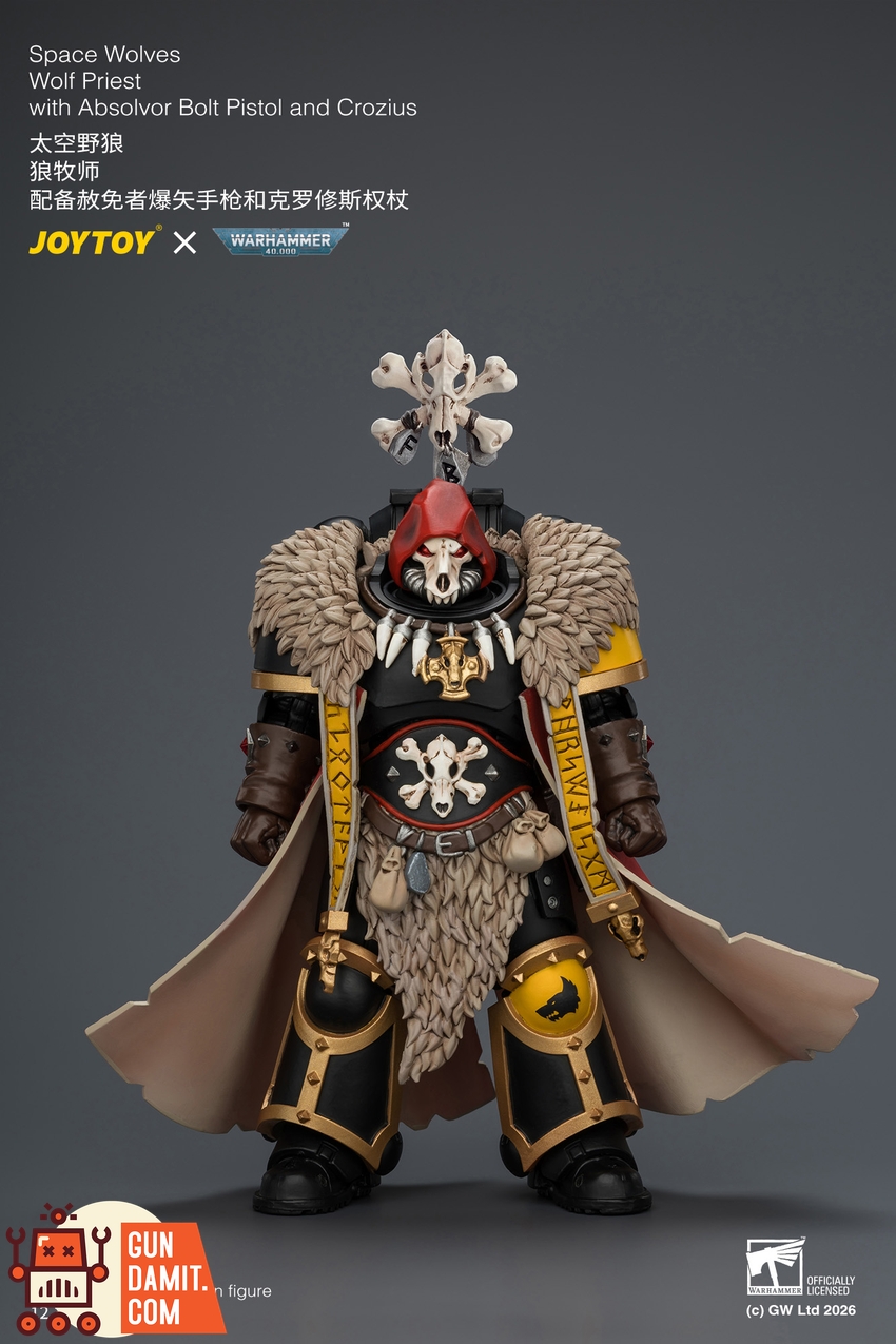 JoyToy JT04766 1/18 Warhammer 40k Space Wolves Wolf Priest with Absolvor Bolt Pistol and Crozius - View 1 JoyToy JT04766 1/18 Warhammer 40k Space Wolves Wolf Priest with Absolvor Bolt Pistol and Crozius - View 1